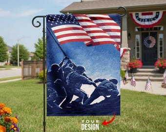 Custom 250th 4th of July Garden Flag 12x18 with Pole, Personalized Design Upload, Custom 4th of July Photo Logo Text Yard Flag, HQ Print-USA