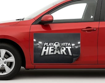 Play with Heart Automagnet von ST | Fußball-Automagnet, 10"x20"-Türschild | Mehrere Größen, hergestellt in den USA,FIFA World Cup Fahrzeugaufkleber