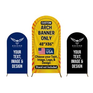 Aangepaste boog achtergrond hoes, feestbord, boog en hoes, aangepast bord, gebogen boog stoffen banner gemaakt in de VS