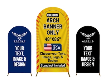 Arco personalizado para fondo, letrero para fiesta, arco y cubierta, letrero personalizado, pancarta de tela con arco curvo, fabricado en EE. UU.
