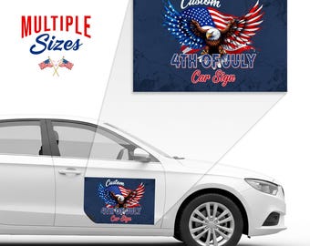 Letreros magnéticos personalizados para coche del 4 de julio, imanes patrióticos personalizados para puertas de vehículos, letreros con la bandera estadounidense del Día de la Independencia, hechos en EE. UU.
