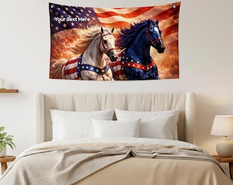Tapiz de pared personalizado del 250 aniversario del 4 de julio. Elija entre 5 diseños. Añada su foto, logotipo o texto. Decoración patriótica para el hogar. Varios tamaños disponibles.