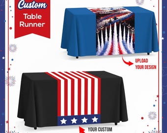 Camino de mesa personalizado para el 250 aniversario del 4 de julio, diseño personalizado, suba su logotipo o texto, mantel para eventos patrióticos, varios tamaños, envío rápido.