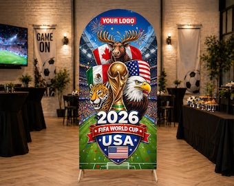 Fußball-WM 2026 Bogen Backdrop, Fußball-Fan-Party-Banner, gebogenes Stoffdisplay, Fußball-Event-Dekor, Fan-Dekor, Fan-Event-Dekor