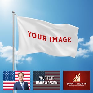 Custom Flag with Logo, Image, or Text | Personalized Sports & Business Flag | Company Advertising Waterproof, UV-Resistant | Single Side