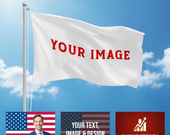 Bandera personalizada con logotipo, imagen o texto / Bandera deportiva y comercial personalizada / Publicidad empresarial impermeable, resistente a los rayos UV / Una sola cara