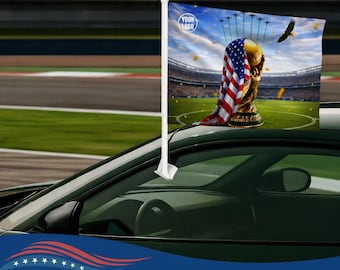 Personalisierte Fußball-WM 2026 Auto-Flagge 30,5 x 43 cm, fügen Sie Ihr Foto, Logo oder Text hinzu, wetterfeste Fensterflagge für Autos, Sport von SignTextile