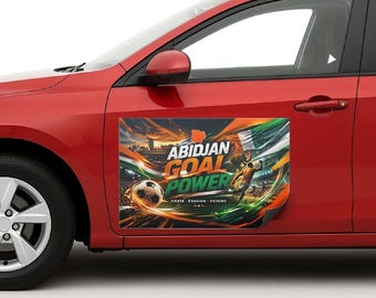 AbidjanGoal Power Automagnet Schild von ST | Fußball-Auto-Magnet | 10 "x 20" flexibles Autotürschild | Mehrere Größen, Fiberglas-Fußball-Aufkleber