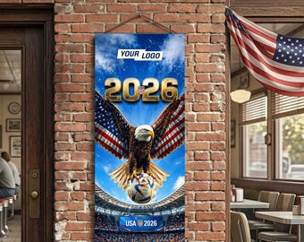 Personalisierte Dekoration auf Leinwand, Fußball-WM 2026, 16 x 35 cm, Fußball-Dekor, Foto-Logo oder Text, 4 Design-Optionen, Fußball-Fan-Dekor