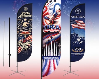 Bandera personalizada del 250 aniversario del 4 de julio, 457 x 76 cm / Exhibición patriótica del Día de la Independencia, 5 opciones de diseño, letrero publicitario para interiores y exteriores