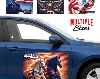 Imán personalizado para coche del 4 de julio, imanes patrióticos para puertas de vehículos, letrero para coche del Día de la Independencia, láminas duraderas de varios tamaños y diseños.