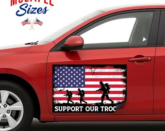 Support Our Troops Car Magnet Sign, Patriotic Military Support Design, USA Army Family Pride, Vehicle Door Magnet, Printed Ready to Use, USA