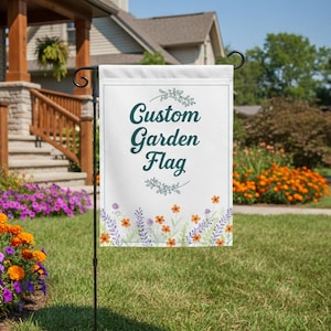 Custom Garden Flag 12" x 18" with Stand, Personalized Photo Logo Text Yard Flag, Double-Sided Outdoor Decor Set by SignTextile, Flag + Pole