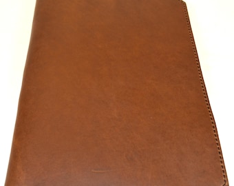 Handmade Brown Leather Two Tone Letter Size Portfolio Two Card Pockets One Pen Pocket