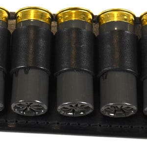 Handmade Leather Black Belt Ammo Keeper 12 Gauge 7 Rounds Fits on Belts Up To 2&quot;&quot; Wide Ammo Not Included