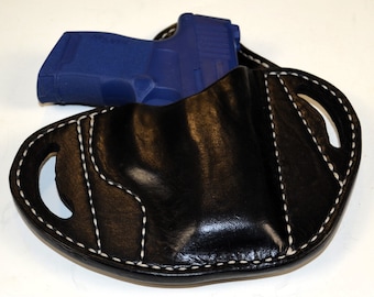 Handmade Black Leather Pancake Holster For Sig Sauer P365 (Only) Right Hand Outside The Waistband Belt Mount Fits Belts Up to 1 1/2" Wide