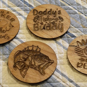 Laser Cut Wooden Fishing Coasters: Set of Four