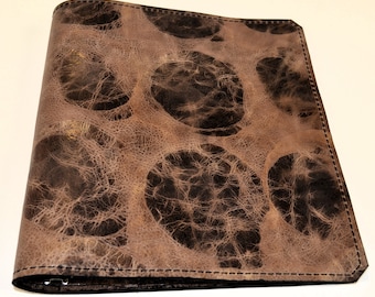 Handmade Soft Brown Leather Three Ring Notebook. 1"  Binder Dee Rings. Standard Three Hole notebook paper. Two interior pockets.