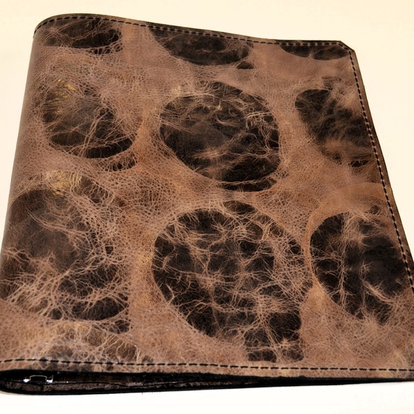 Handmade Soft Brown Leather Three Ring Notebook. 1"  Binder Dee Rings. Standard Three Hole notebook paper. Two interior pockets.