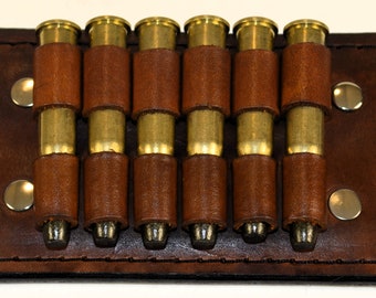 Handmade Leather Ammo Strip 30/30 Winchester Holds 6 Rounds Fits on Belts Up To 1 1/2" Wide Cartridges Not Included