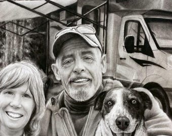 Fine Art aangepast familieportret van foto – handgetekende grafietkunstwerken – gepersonaliseerd erfstuk