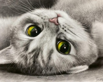 Gekleurde ogen-upgrade voor aangepast huisdierportret – met de hand aangebrachte fine art-details