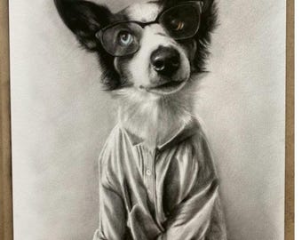 Aangepast huisdierportret van foto – handgetekende fijne kunst grafiet dierenportret