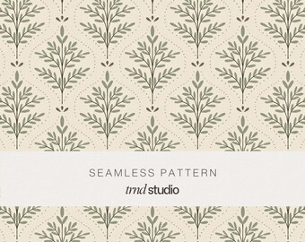 Klassische Salbei Blätter Muster | Vintage Erbstück Cottagecore Botanisches Design (PNG Digital Download)