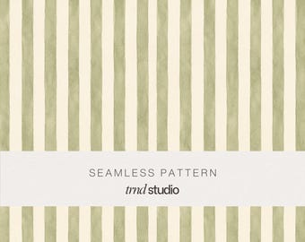 Sage Green Stripe Seamless Pattern | Grandmillennial Heirloom Traditional Design (PNG Digital Download)