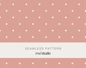 Grandmacore Polka Dot Seamless Pattern | Grandmillennial Dusty Rose Classic Design (PNG Digital Download)