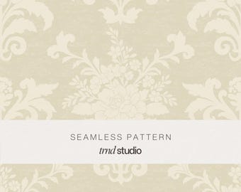 Damask Floral Seamless Pattern | Classic Vintage Victorian Botanical Design (PNG Digital Download)