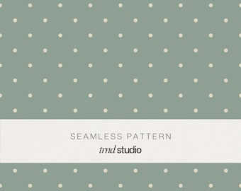 Vintage Sage Polka Dot Seamless Pattern | Classic Grandmillenial Luxury Design (PNG Digital Download)