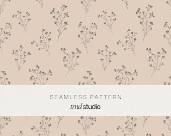 Wildflower Botanical Seamless Pattern | Heirloom Cottagecore Floral Design (PNG Digital Download)