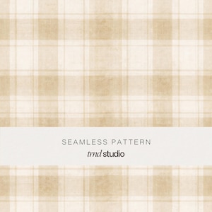 Plaid Check Seamless Pattern in Oatmeal Beige | Vintage Cottagecore Gingham Design (PNG Digital Download)