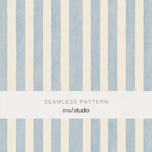 May include: Seamless pattern featuring vertical stripes in light blue and off-white. The watercolor-style design includes the text "SEAMLESS PATTERN" and "trnd studio" in a white rectangular banner.