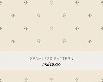 Minimalist Botanical Leaves Seamless Pattern | Neutral Vintage Heirloom Design (PNG Digital Download)