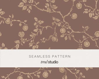 Heirloom Fruit Toile Seamless Pattern | Traditional Botanical Luxury Design (PNG Digital Download)