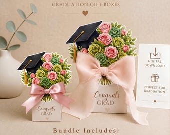 Graduierung Geschenk Box Bundle, druckbare grad Box Set PDF PNG, Mini und große Box, Herzlichen Glückwunsch grad Party Favor, digitaler Download