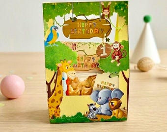 Wild One Safari Party Favor Box Printable, Dschungel Geburtstag Geschenkbox SVG PNG, Tier Leckerei Box Vorlage, Cricut Silhouette