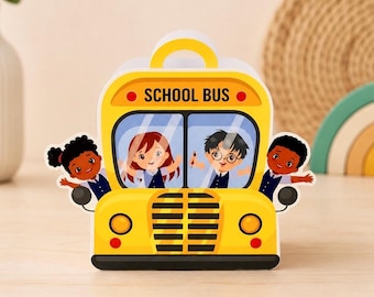 Druckbare Geschenkbox für Schulbus-Partys, Geschenkbox für Transport-Geburtstagsfeiern, Geschenkbox für den Schulanfang, Bus-Partydeko, Sofort-Download