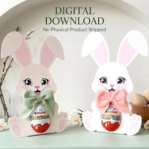 Osterhase Kinder Eierhalter mit 30 Mini Tags, Osterhase Leckerbissen Ständer für Kinder, DIY Ostern Korb Stuffer, Digitale PNG PDF