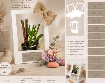 3D Blumen Geschenkbox SVG zum Ausdrucken, Sukkulentenhalter Vorlage Cricut, Lehrer Geschenkbox, Hochzeitsbevorzugung SVG, Geburtstagsbox PNG, 10 Etiketten
