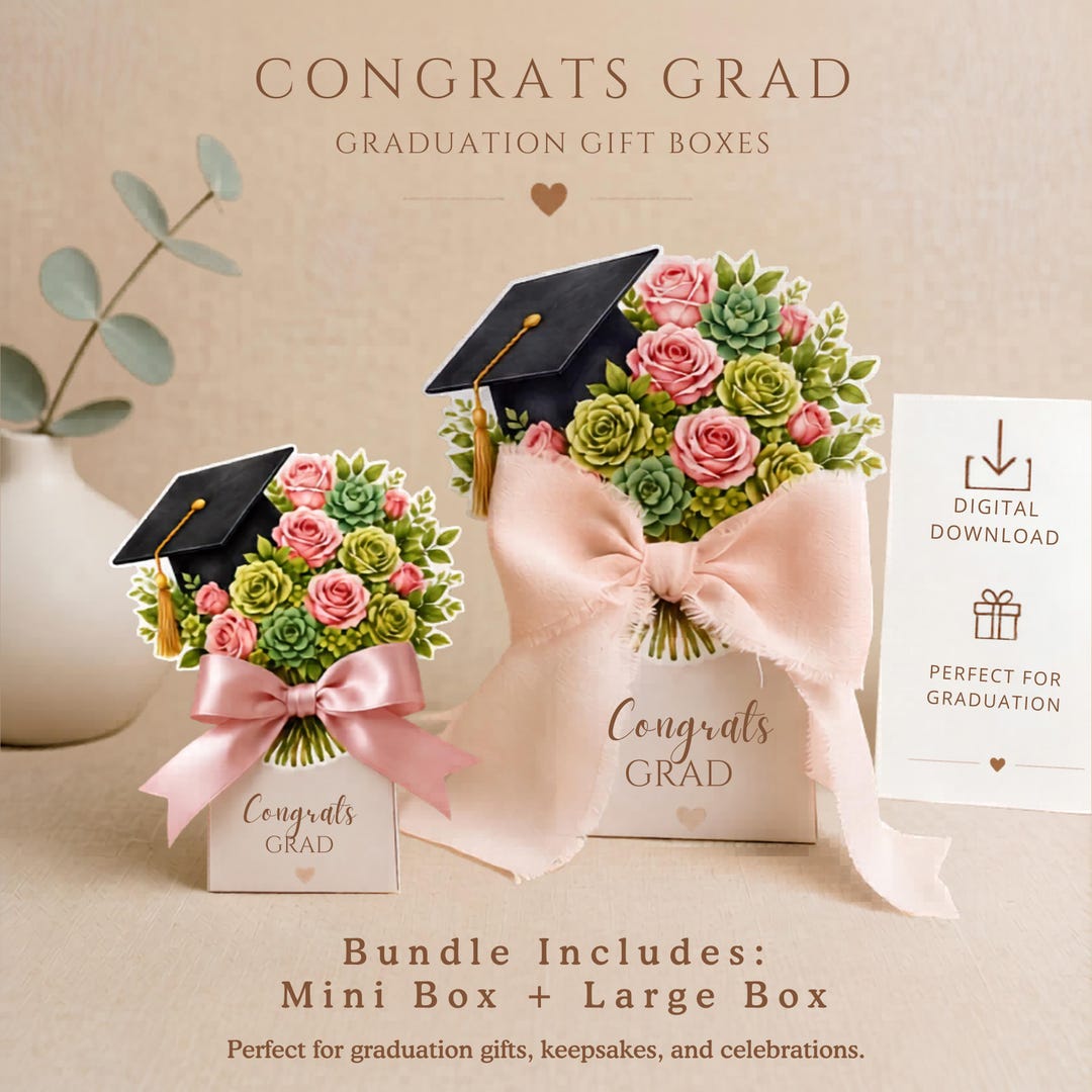 Sample Grad Box Graduation Gift Box Bundle, Printable Grad Box Set PDF PNG, Mini and ...