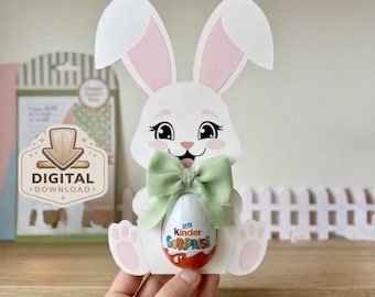 Süßer Hasen Leckerli Halter PNG PDF, Kinder Geburtstag Party Favor, Süßigkeiten Halter Vorlage, DIY Tier Geschenkbox, Osterhase Leckerei, Sofort Download
