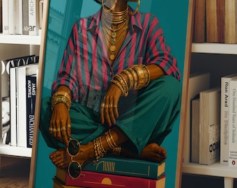 Afrocentric Wall Art, Maximalist Book Lover Gift, Black Culture Art Print (Digital Download)