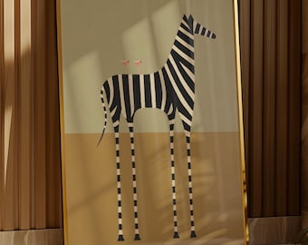 Abstract Zebra Wall Art, Martini Glasses Poster, Minimalist Neutral Dopamine Decor (Digital Download)