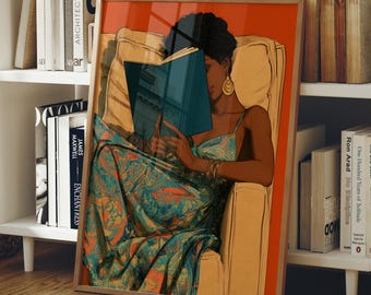 Afrocentric Wall Art, Colorful Book Lover Gift, Printable Dopamine Decor (Digital Download)