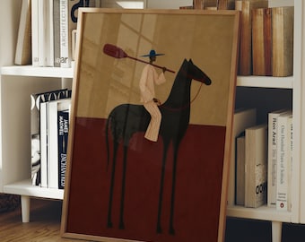 Abstract Horse Digital Print, Minimalist Masculine Wall Art, Modern Western Decor (Digital Download)