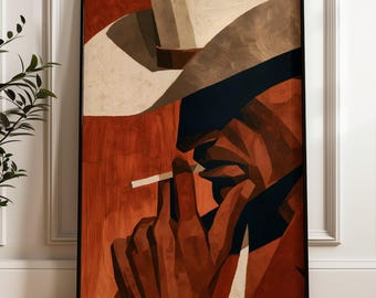 Abstract Masculine Wall Art, Printable Western Decor, Modern Cowboy Art Print (Digital Download)