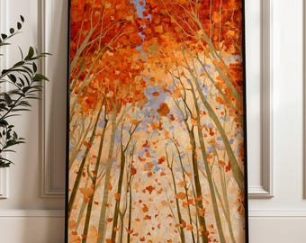 Printable Fall Home Decor, Maximalist Nature Art Print, Colorful Autumn Wall Art (Digital Download)